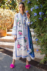 Mushq Te Amo 3Pc Luxury Embroidered Lawn with Embroidered Slub Net Dupatta - GA1857