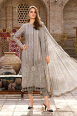 Maria B Embroidered Lawn 3pc with Chiffon dupatta-GA1838