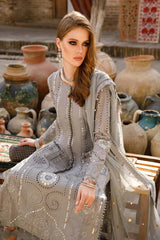 Maria B Embroidered Lawn 3pc with Chiffon dupatta-GA1838