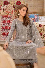Maria B Embroidered Lawn 3pc with Chiffon dupatta-GA1838