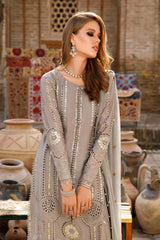 Maria B Embroidered Lawn 3pc with Chiffon dupatta-GA1838