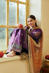 Zara Shahjahan 3Pc Luxury Embroidered Lawn with Printed Slub Net Dupatta - GA1865