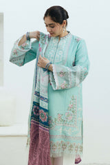 Zara Shahjahan Embroidered Lawn 3pc with Silk Printed Chiffon Dupatta - GA1887