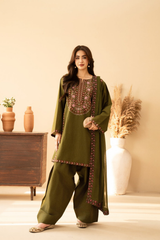 Batik 3PC Embroidered Lawn Suit with Embroidered Crinkle Dupatta -Ga2290