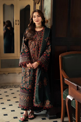 Asim jofa Chickenkari Embroidered Lawn 3pc with Embroidered Crinkle Dupatta- GA2299