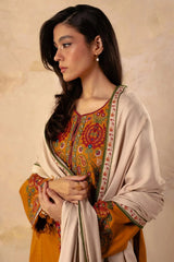 Zara shajahan 3PC Embroidered Dhanak with Dhanak Embroidered Shawl - GA1774
