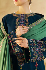 Zara shajahan 3PC Embroidered Dhanak with Embroidered Shawl - GA1793