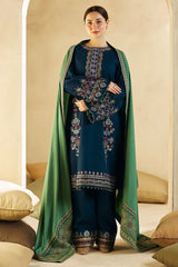 Zara shajahan 3PC Embroidered Dhanak with Embroidered Shawl - GA1793