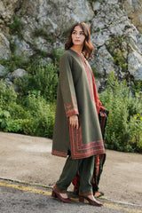 Zara shajahan 3PC Embroidered Linen with Printed Shawl - GA1794