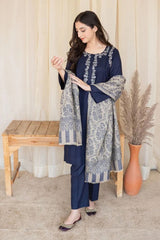 Aisling Winter 3PC Embroidered Dhanak Suit with Heavy Embroidered Shawal -GA2105