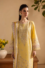Batik 3PC Lawn Embroidered Shirt with Embroidered Organza Dupatta- GA2038