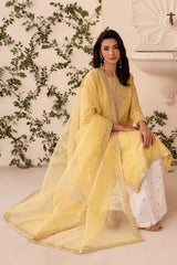 Batik 3PC Lawn Embroidered Shirt with Embroidered Organza Dupatta- GA2039