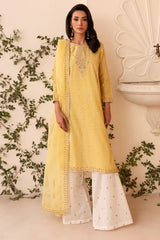 Batik 3PC Lawn Embroidered Shirt with Embroidered Organza Dupatta- GA2039