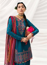 Hussain Rehar 3PC Embroidered Karandi Suit with Printed whool shawal-GA2096