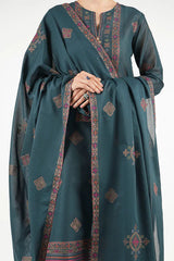 Bareeze 3PC Embroidered Dhanak Suit with Heavy Embroidered Shawal -GA2058