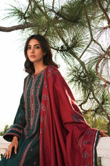 Zara Shahjahan 3PC Embroidered Dhanak with Printed wool Shawl - GA1758