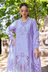 Saira Shakira 3PC Embroidered Lawn with Embroiderd Slub Net Dupatta - GA2218