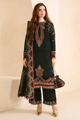 Jazmin 3PC Embroidered Velvet Suit with Embroidered Chiffon Dupatta-GA2088