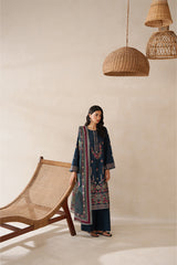 Sapphire 3PC Embroidered karandi Suit with Printed Shwal -GA2073