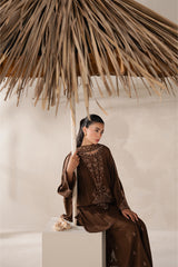 Sapphire 3PC Embroidered karandi Suit with Embroidered Shwal -GA2072