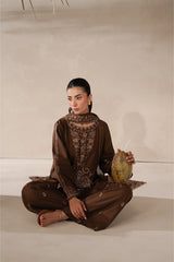 Sapphire 3PC Embroidered karandi Suit with Embroidered Shwal -GA2072