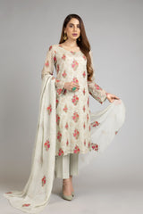 Bareeze Summer Embroidered Lawn 3pc with Bamber Chiffon dupatta-Ga1728