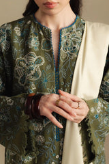 Zarashah jahan Embroidered Dhanak 3pc with Printed Shawal- GA2136