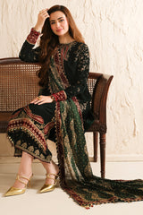 Jazmin 3PC Embroidered Velvet Suit with Embroidered Chiffon Dupatta-GA2088