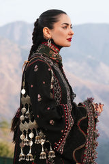 Hussain Rehar 3PC Embroidered Karandi Suit with Printed Shwal -GA2084