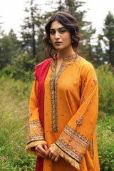 Zara Shahjahan 3PC Embroidered Linen with Printed Shawl - GA1755