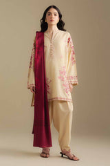 Zarashah Jahan Embroidered Dhanak 3pc with Printed Shawl- GA2116