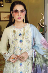 Mushq Luxury 3PC Embroidered Lawn with Printed Dupatta- GA1809