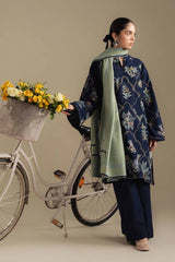 Zarashah Jahan Embroidered Dhanak 3pc with Printed Shawl- GA2115