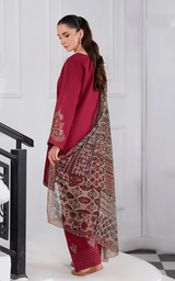 Batik 3PC Embroidered Lawn Suit with Embroidered Crinkle Dupatta -Ga2289