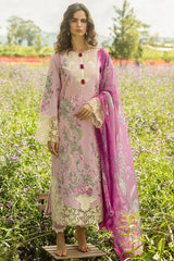 Mushq Embroidered Lawn 3pc with Silk Dupatta- GA2200