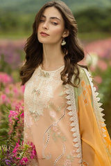 Mushq Embroidered Lawn 3pc with Silk Dupatta- GA2202