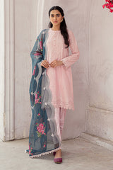 Cross Stich Embroidered Lawn 3pc with Embroidered Organza dupatta-GA1690