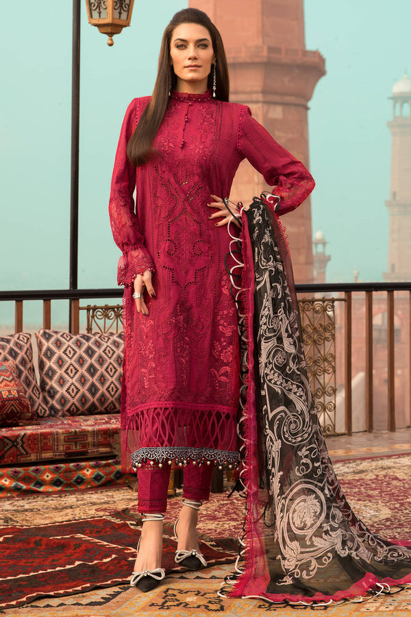 Maria b 3PC Embroidered Lawn Suit with Organza Dupatta - GA10281