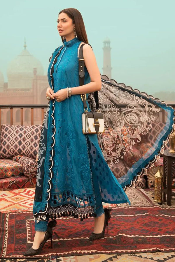 Maria b 3PC Embroidered Lawn Suit with Organza Dupatta - GA10282