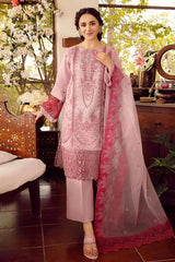 Luxury Embroidered Lawn 3Pc with Embroidered Organza Dupata-Ga1634
