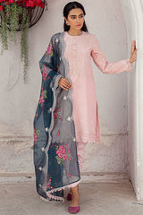 Cross Stich Embroidered Lawn 3pc with Embroidered Organza dupatta-GA1690