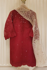 Agha Noor Heavy Embroidered with Mirror Work organza dupatta-GA10191