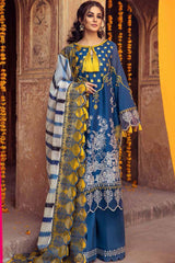 Charizma Shifli Heavy Embroidered Laser cutwork 3pc with cotton net dupatta-GA10085