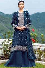 Bareeze 3PC Embroidered karandi Suit with Heavy Embroidered chiffon dupatta-GA102181