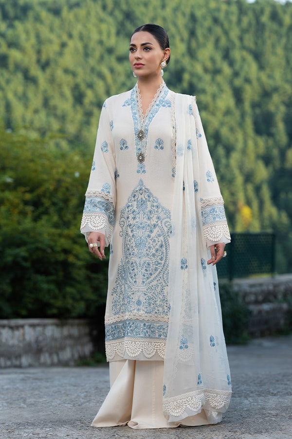 Bareeze 3PC Embroidered karandi Suit with Heavy Embroidered chiffon dupatta-GA102187