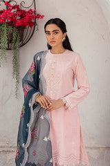 Cross Stich Embroidered Lawn 3pc with Embroidered Organza dupatta-GA1690
