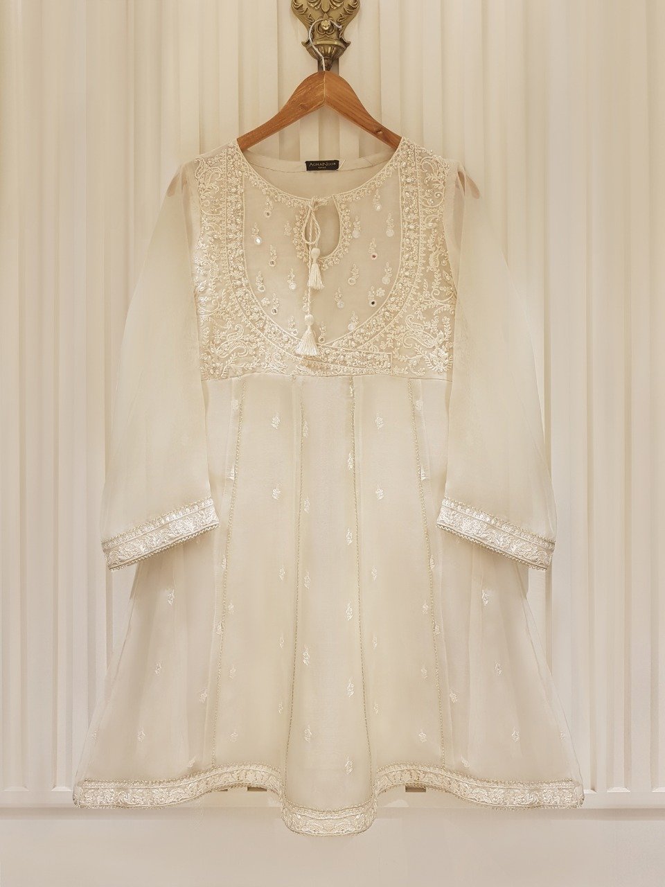 Agha Noor Heavy Embroidered with Mirror organza dupatta-GA10194