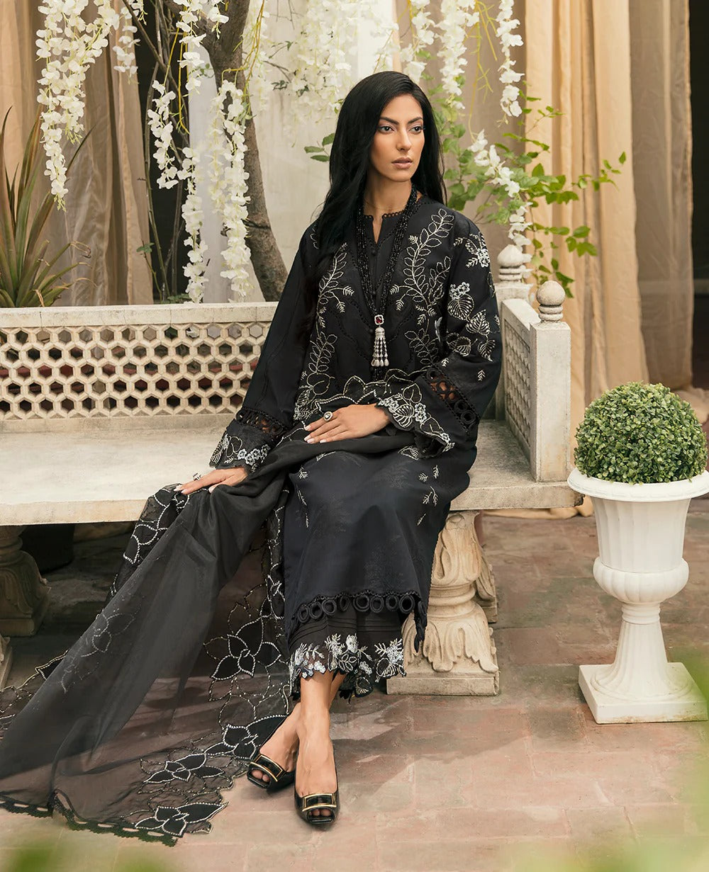 Luxury Embroidered Lawn 3Pc with Embroidered Organza Dupata-Ga1634