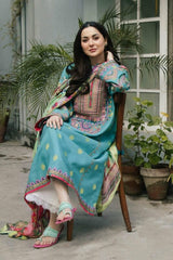 Zara shajahan Embroidered Lawn 3Pc with Organza Printed Dupata-Ga1672
