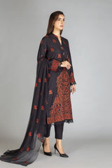 Bareeze 3PC Embroidered karandi Suit with Heavy Embroidered chiffon dupatta-GA102188
